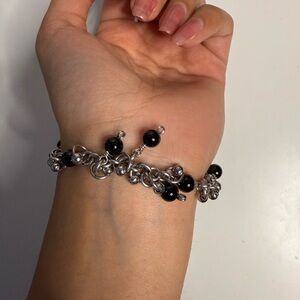 Black and Silver Azurika Beaded Bracelet